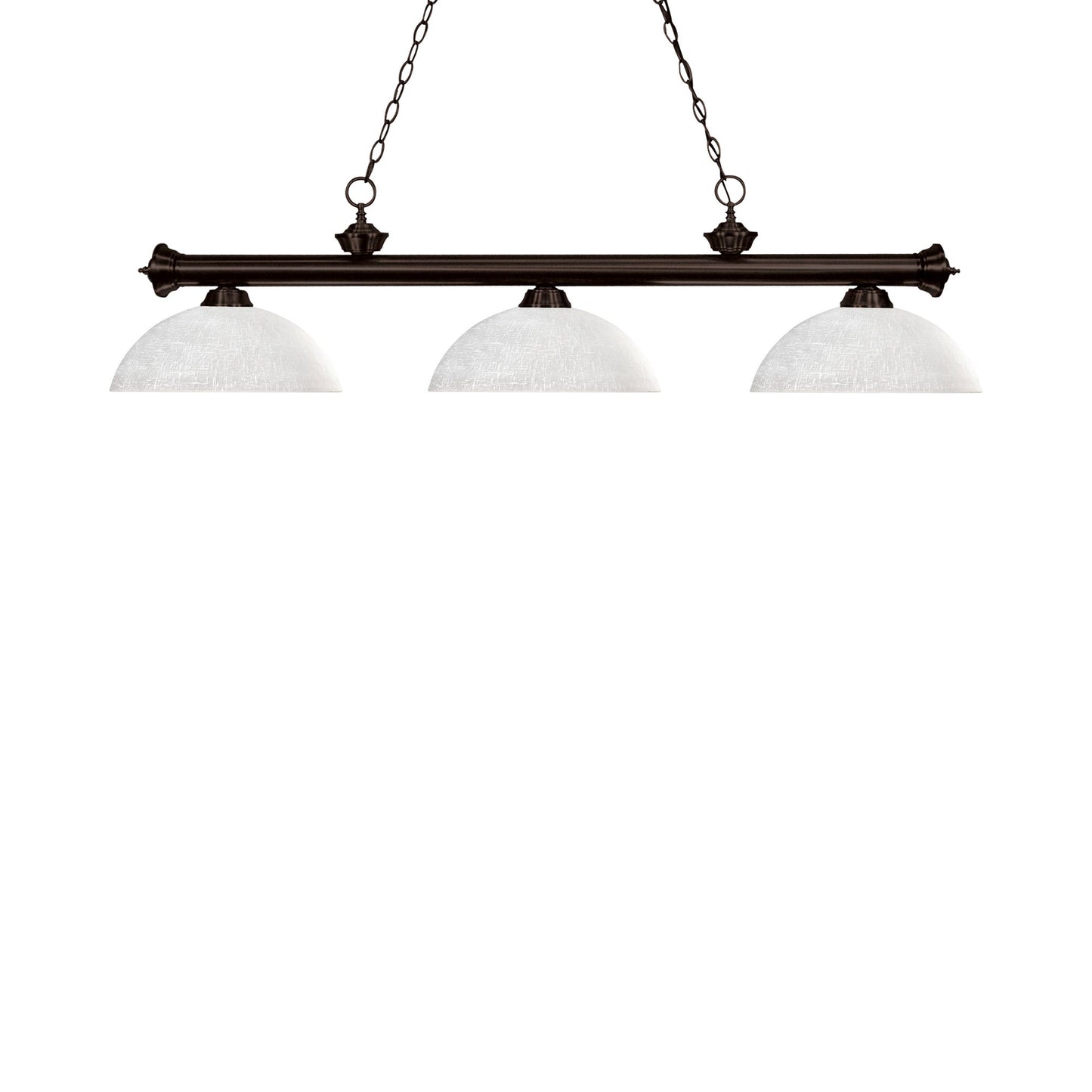 Riviera Dome Billiard Pendant Light in Bronze/White Linen.