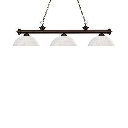 Riviera Dome Billiard Pendant Light in Bronze/White Linen.