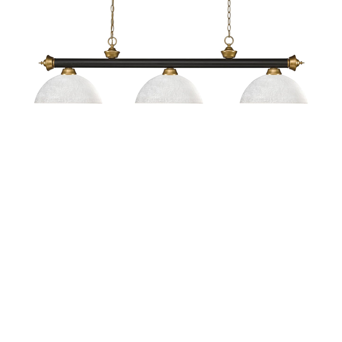 Riviera Dome Billiard Pendant Light in Bronze/Satin Gold/White Linen.