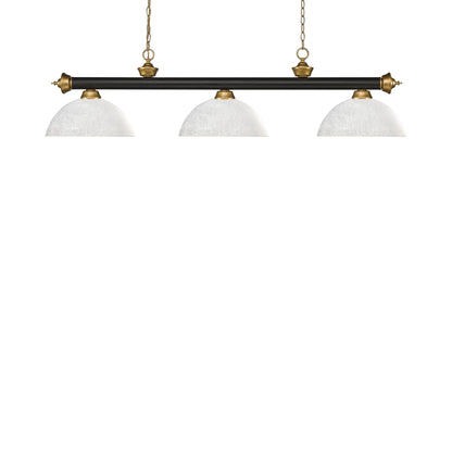 Riviera Dome Billiard Pendant Light in Bronze/Satin Gold/White Linen.