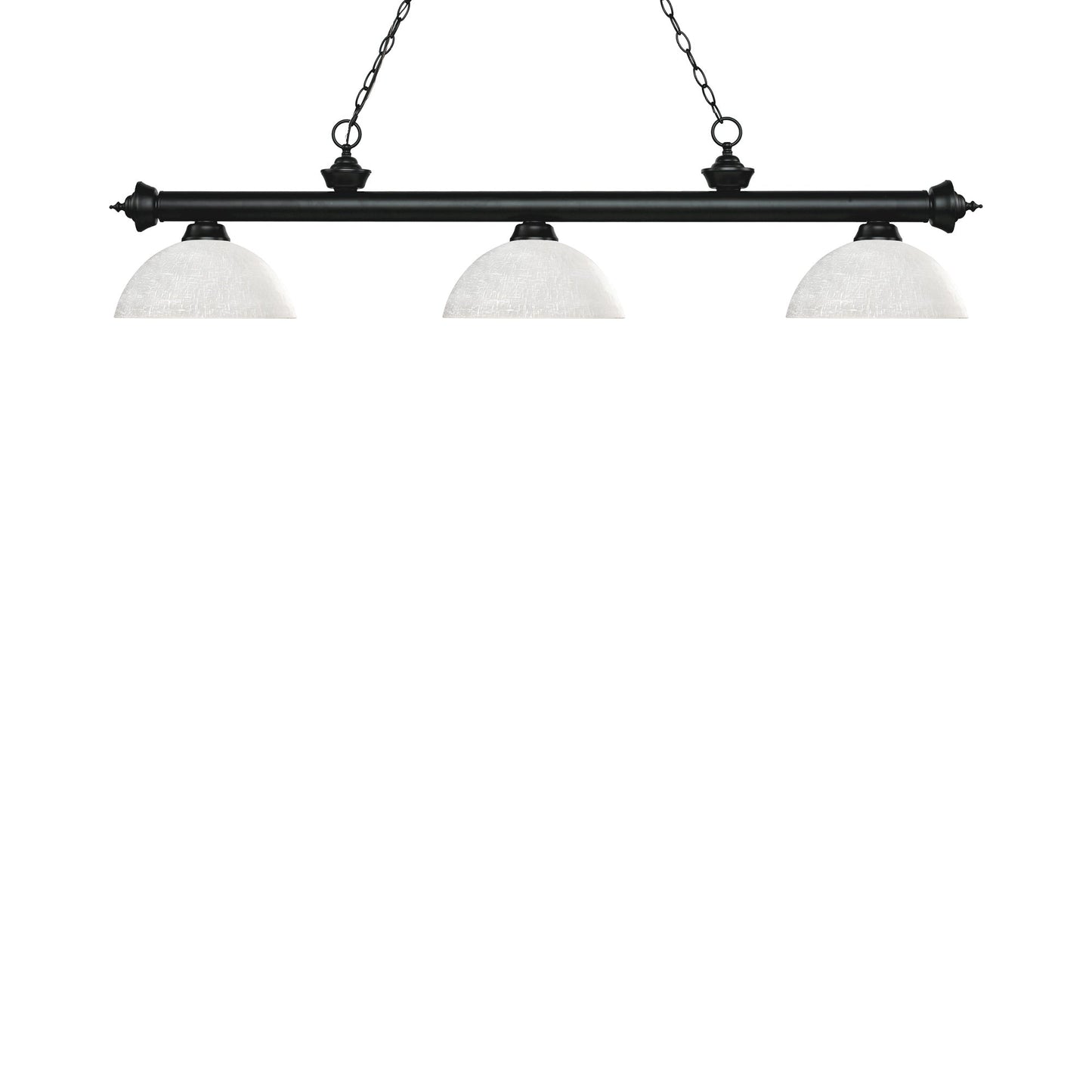 Riviera Dome Billiard Pendant Light in Matte Black/White Linen.