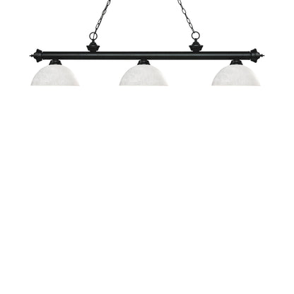 Riviera Dome Billiard Pendant Light in Matte Black/White Linen.