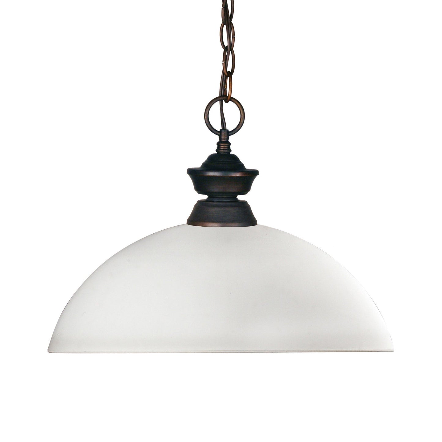 Riviera Dome Pendant Light in Olde Bronze/Matte Opal.