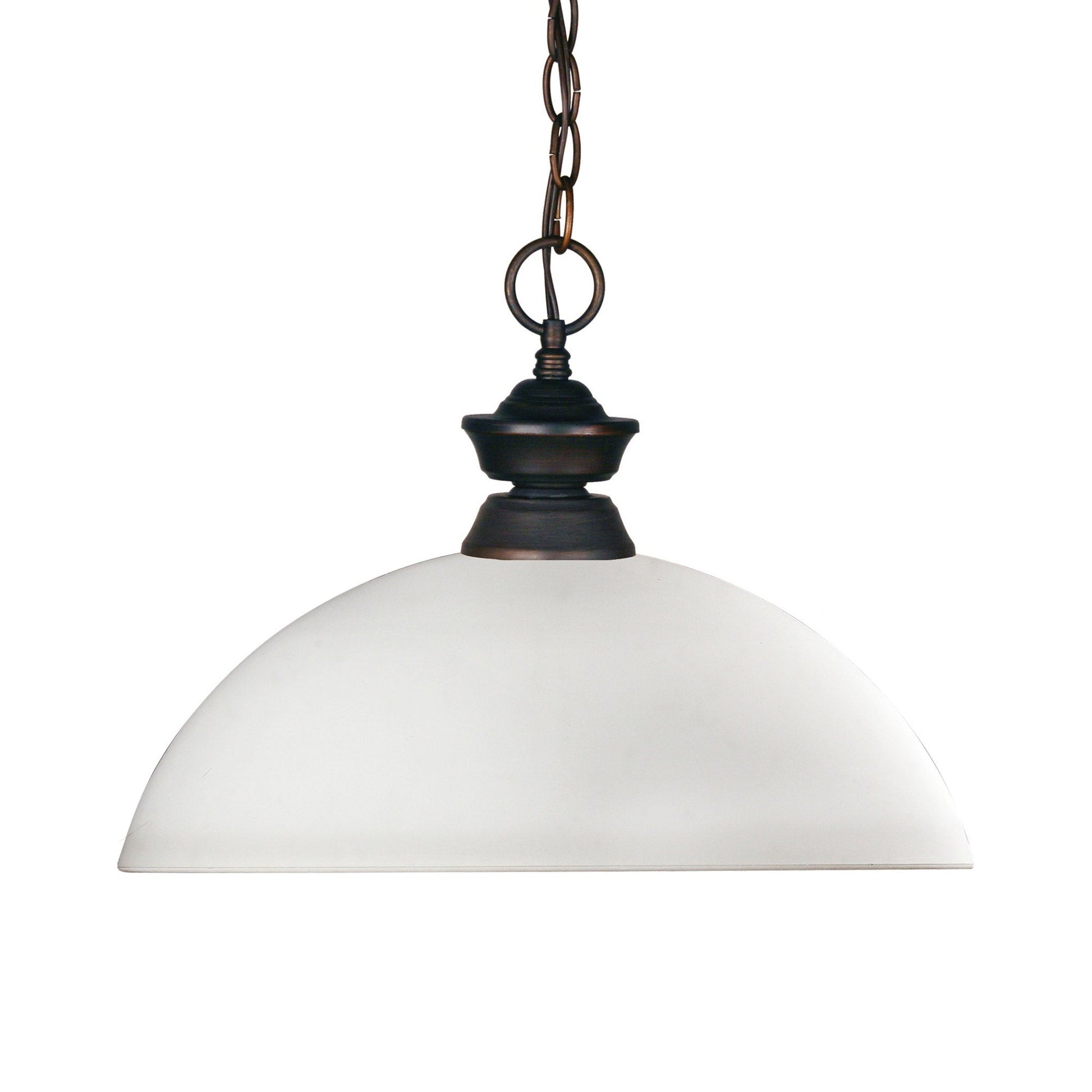 Riviera Dome Pendant Light in Olde Bronze/Matte Opal.
