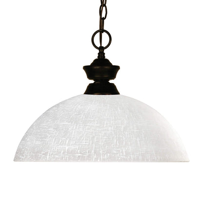 Riviera Dome Pendant Light in Bronze/White Linen.
