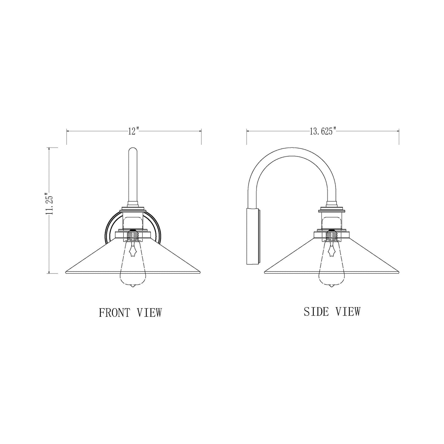 RLM 5021 Outdoor Wall Light - line drawing.
