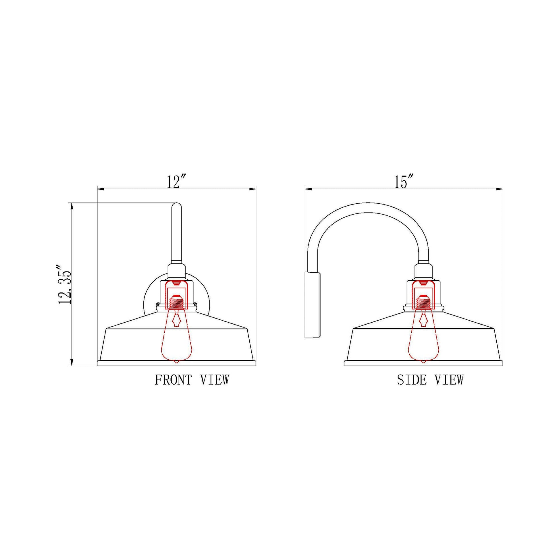 RLM 5024 Outdoor Wall Light - line drawing.