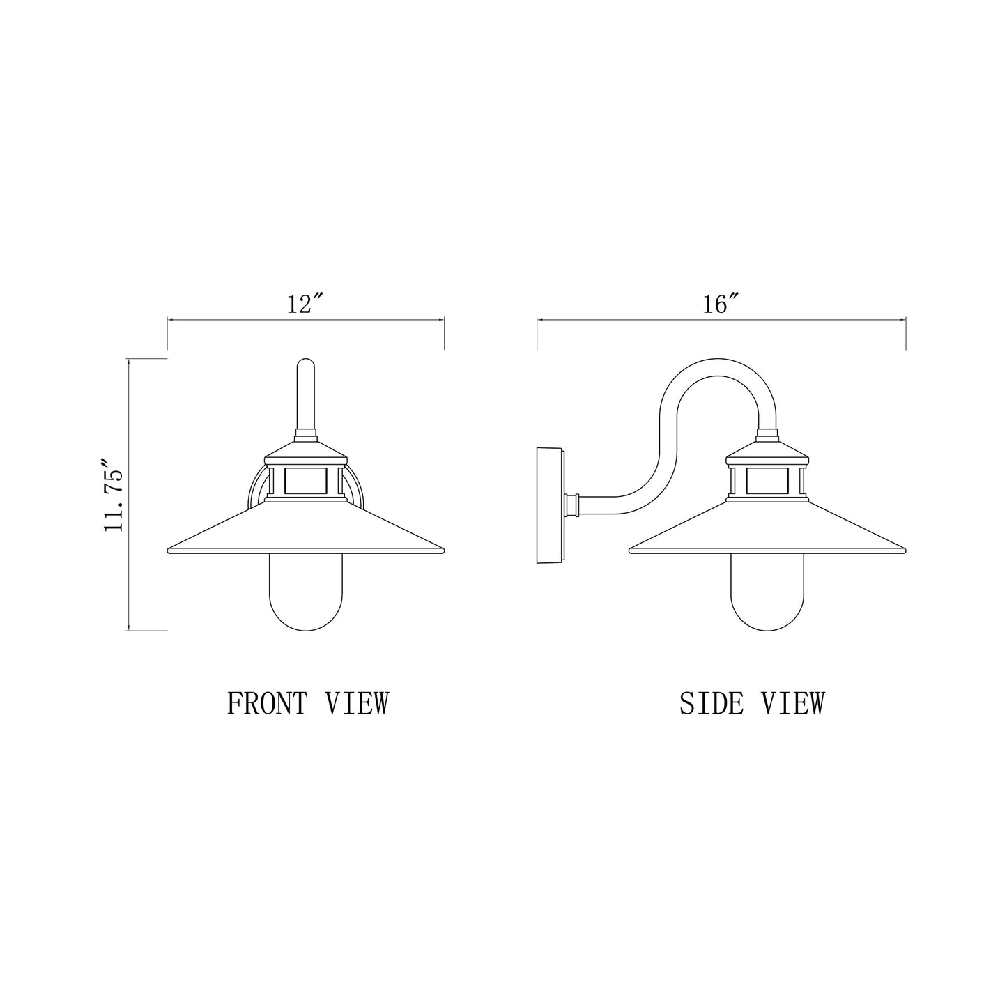 RLM 5027 Outdoor Wall Light - line drawing.
