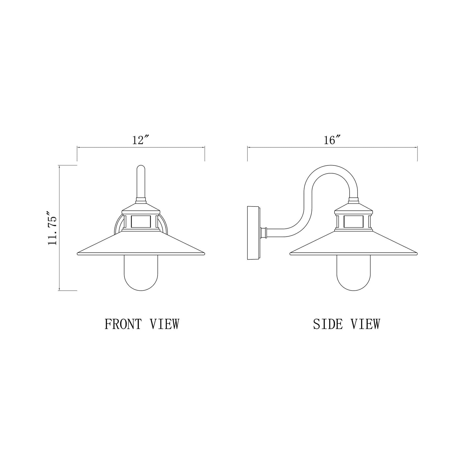 RLM 5027 Outdoor Wall Light - line drawing.