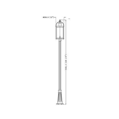 Roundhouse 519P Outdoor Single Post Light - line drawing.