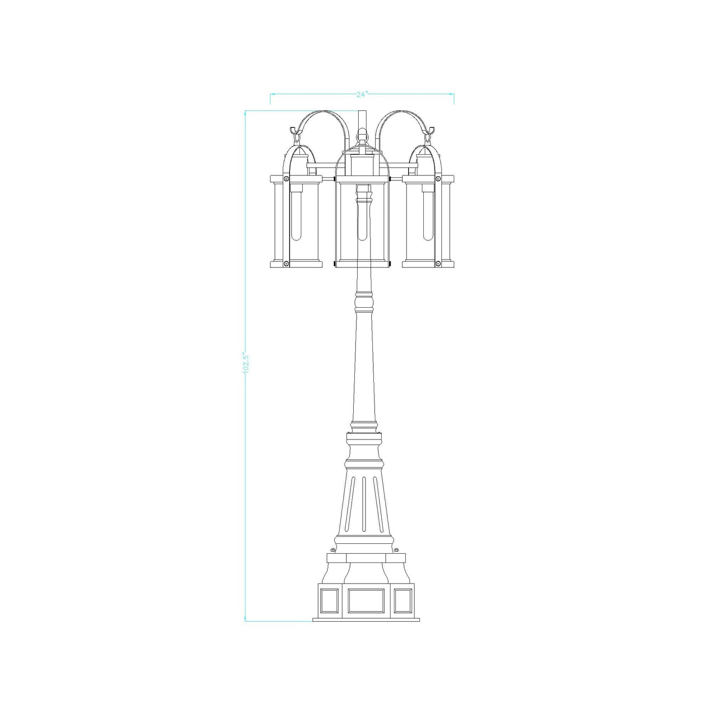 Roundhouse 564P Outdoor Post Light - line drawing.