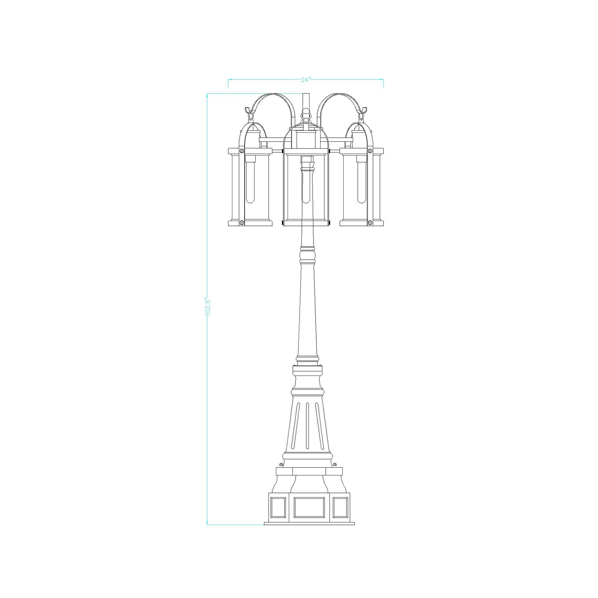 Roundhouse 564P Outdoor Post Light - line drawing.