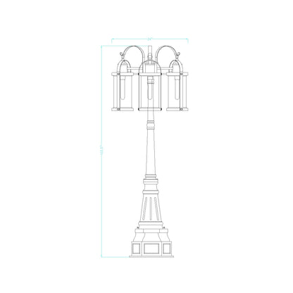 Roundhouse 564P Outdoor Post Light - line drawing.