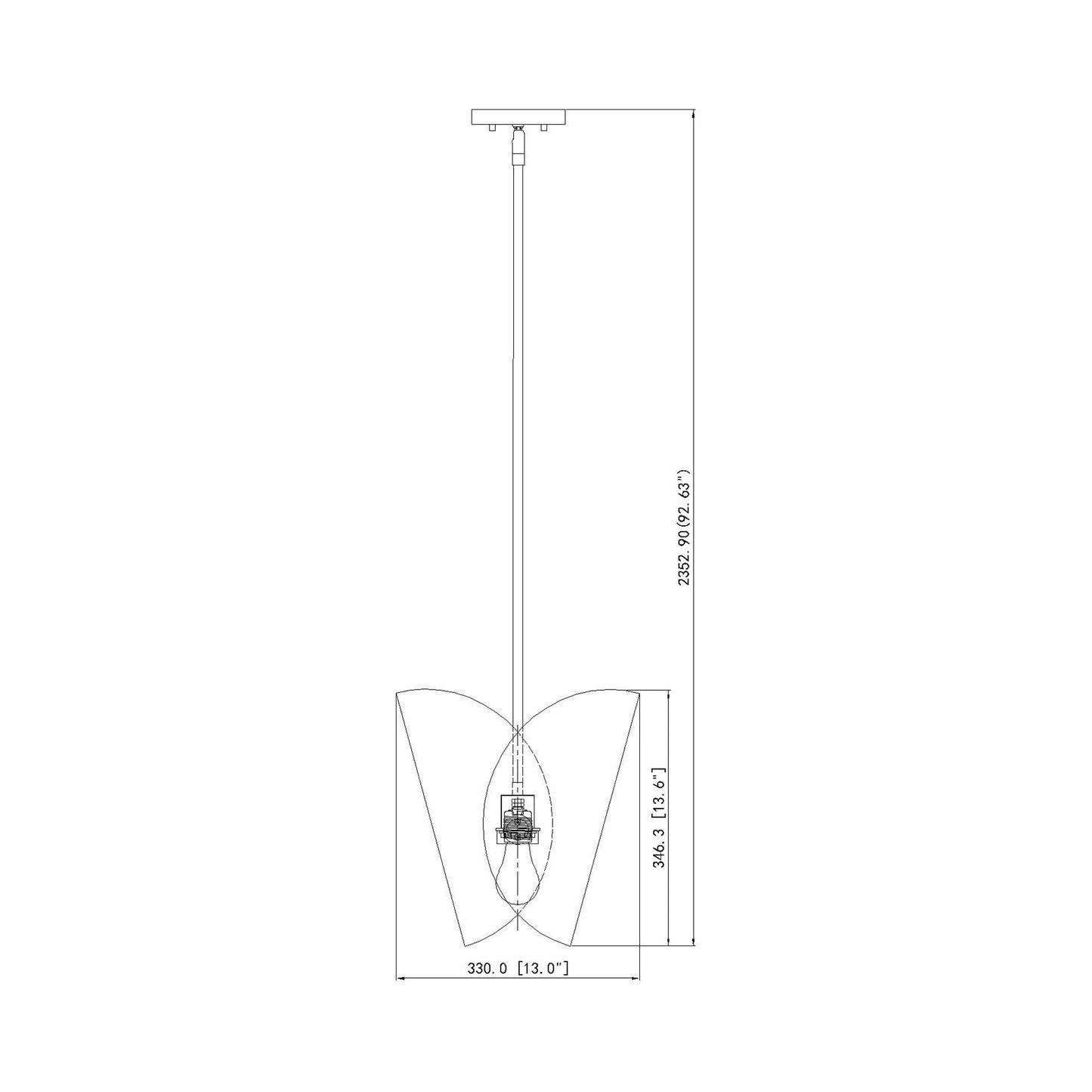 Salone Pendant Light - line drawing.