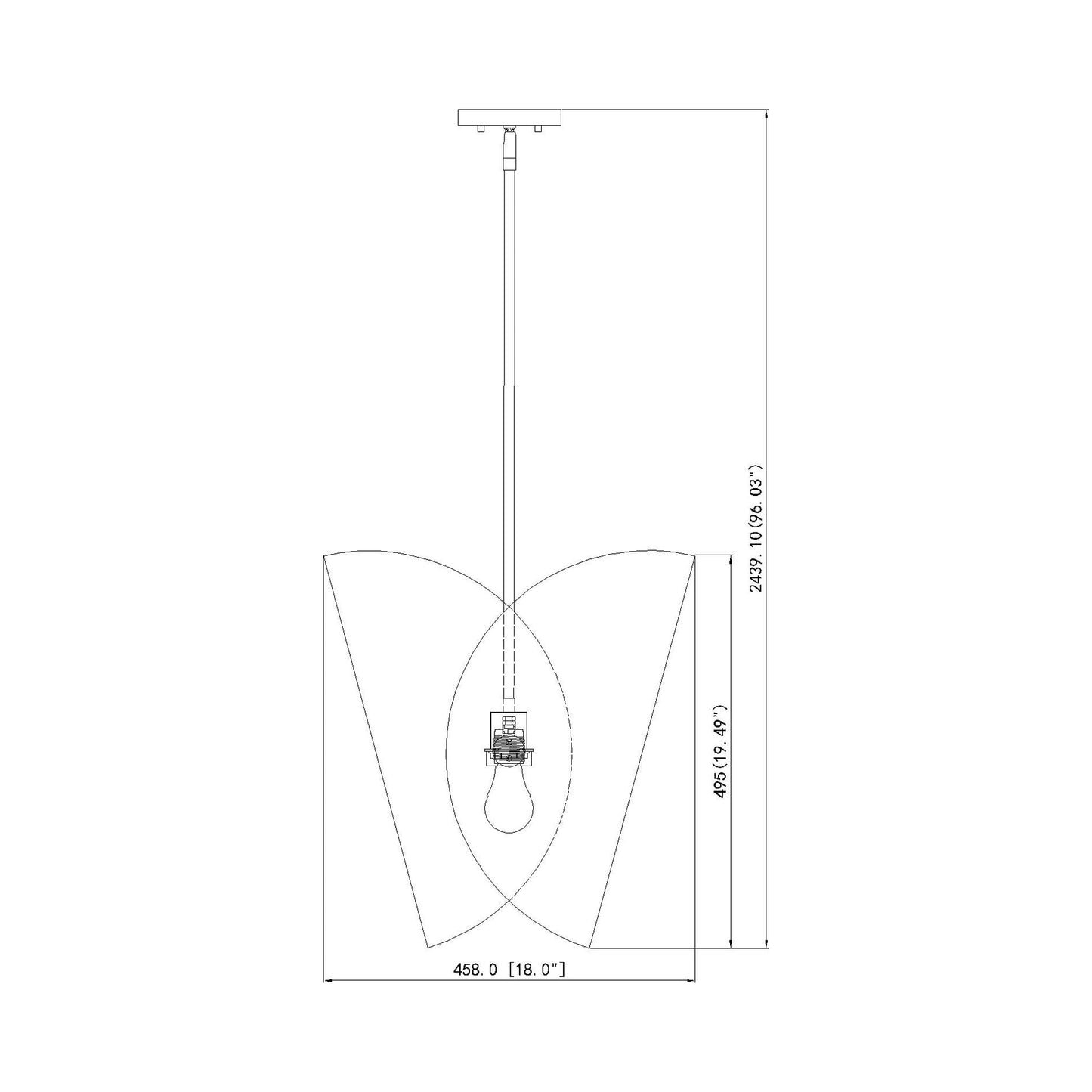 Salone Pendant Light - line drawing.