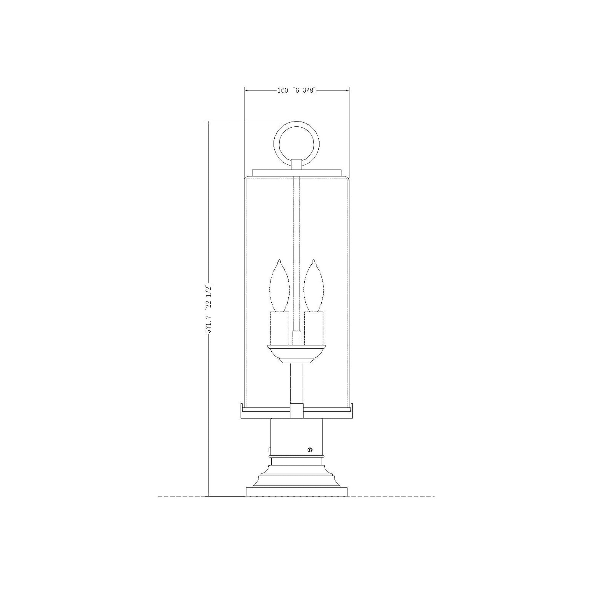 Sana 533PM Outdoor Pier Mount Light - line drawing.