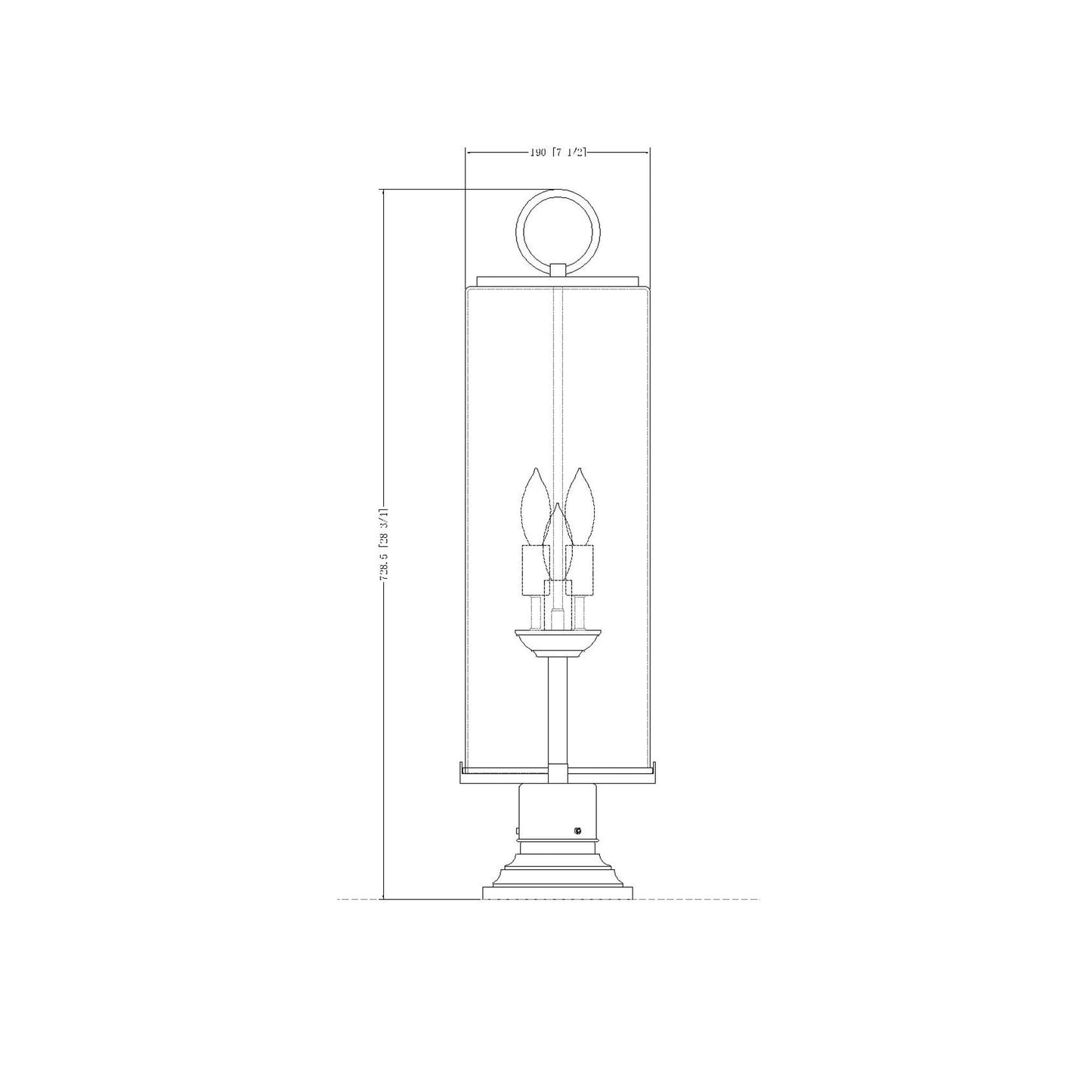 Sana 533PM Outdoor Pier Mount Light - line drawing.