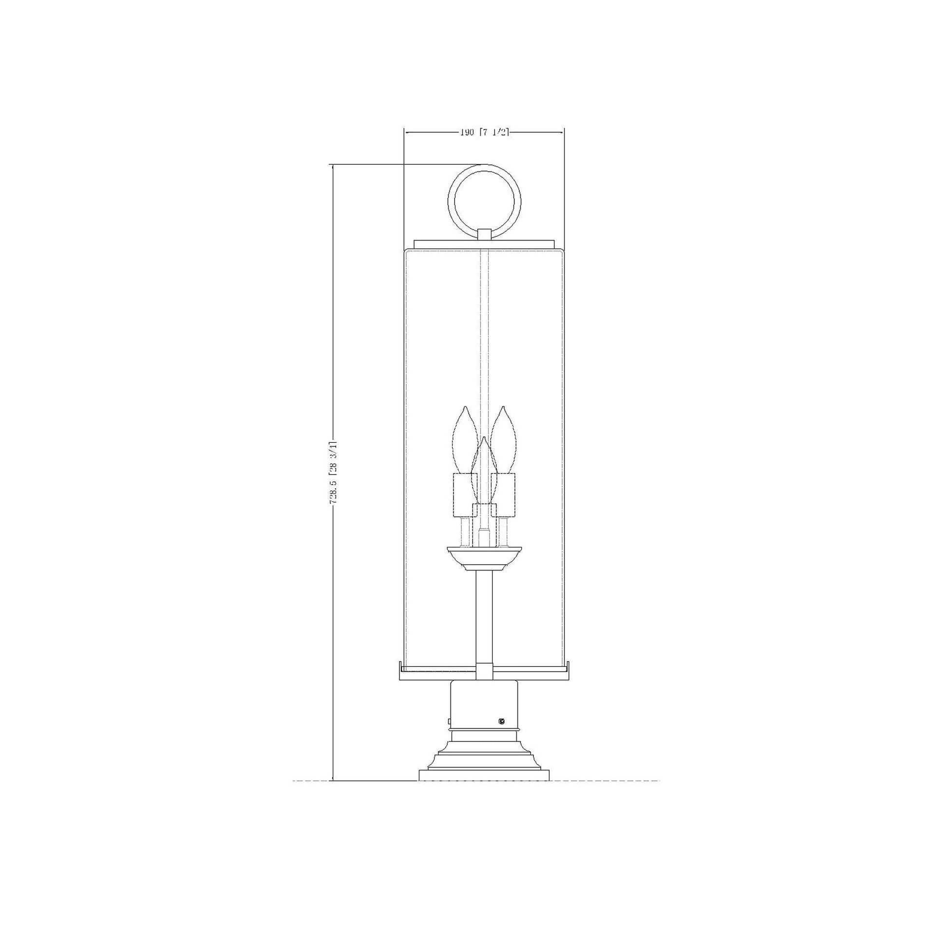 Sana 533PM Outdoor Pier Mount Light - line drawing.