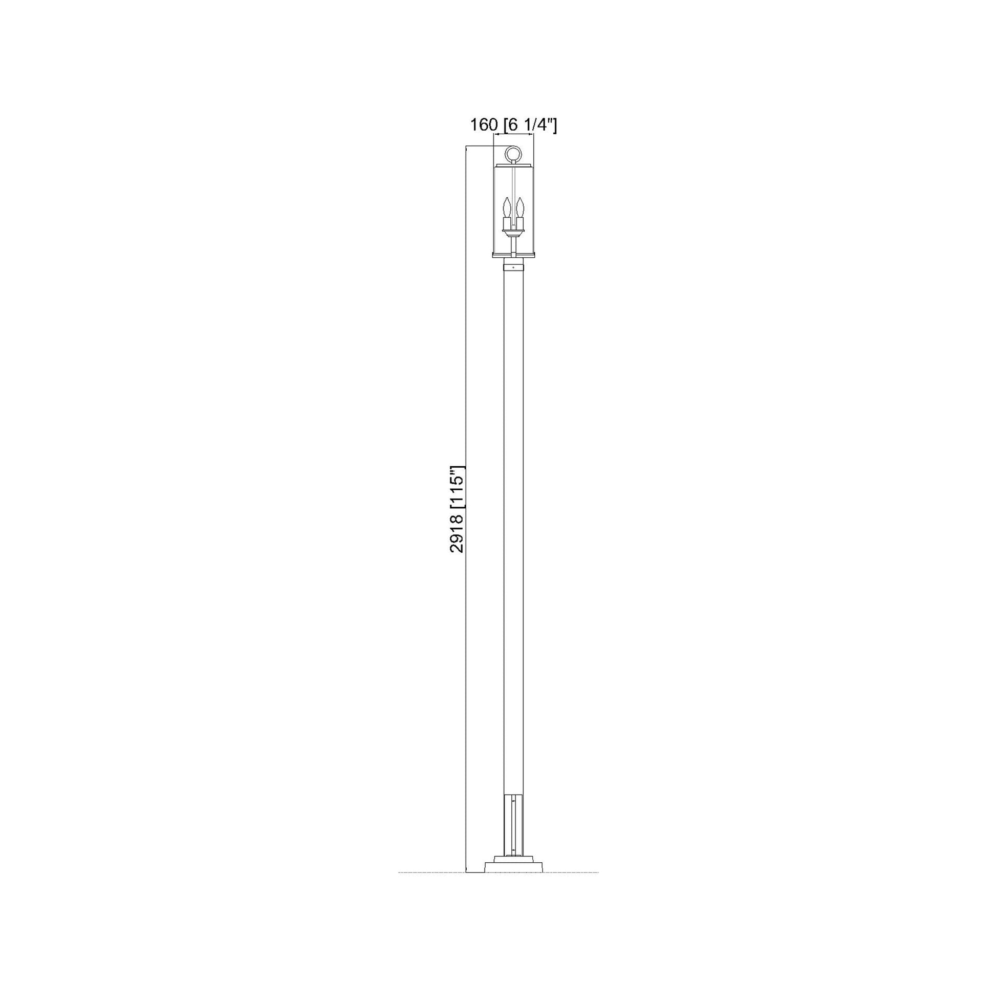 Sana 536P Outdoor Post Light - line drawing.