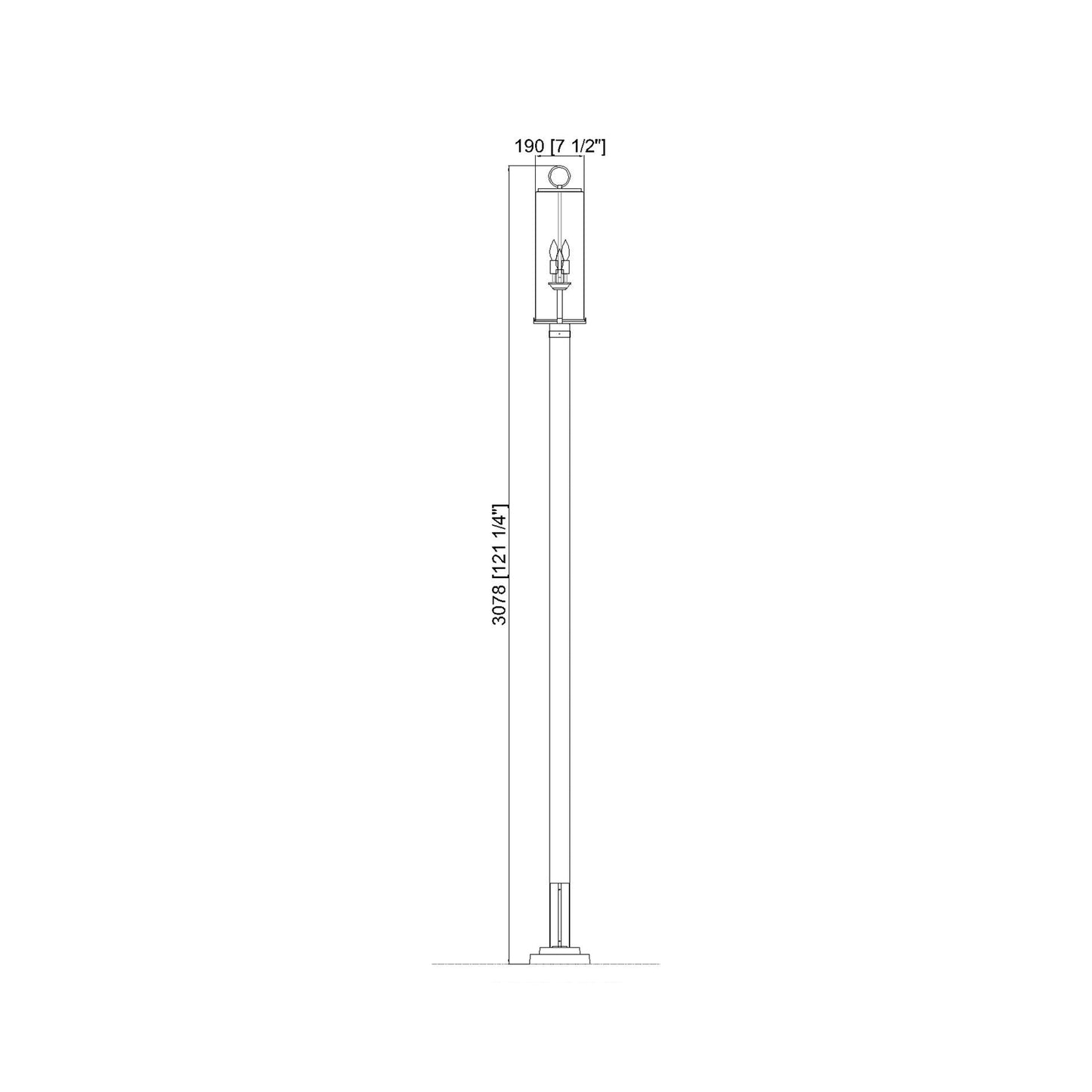 Sana 536P Outdoor Post Light - line drawing.