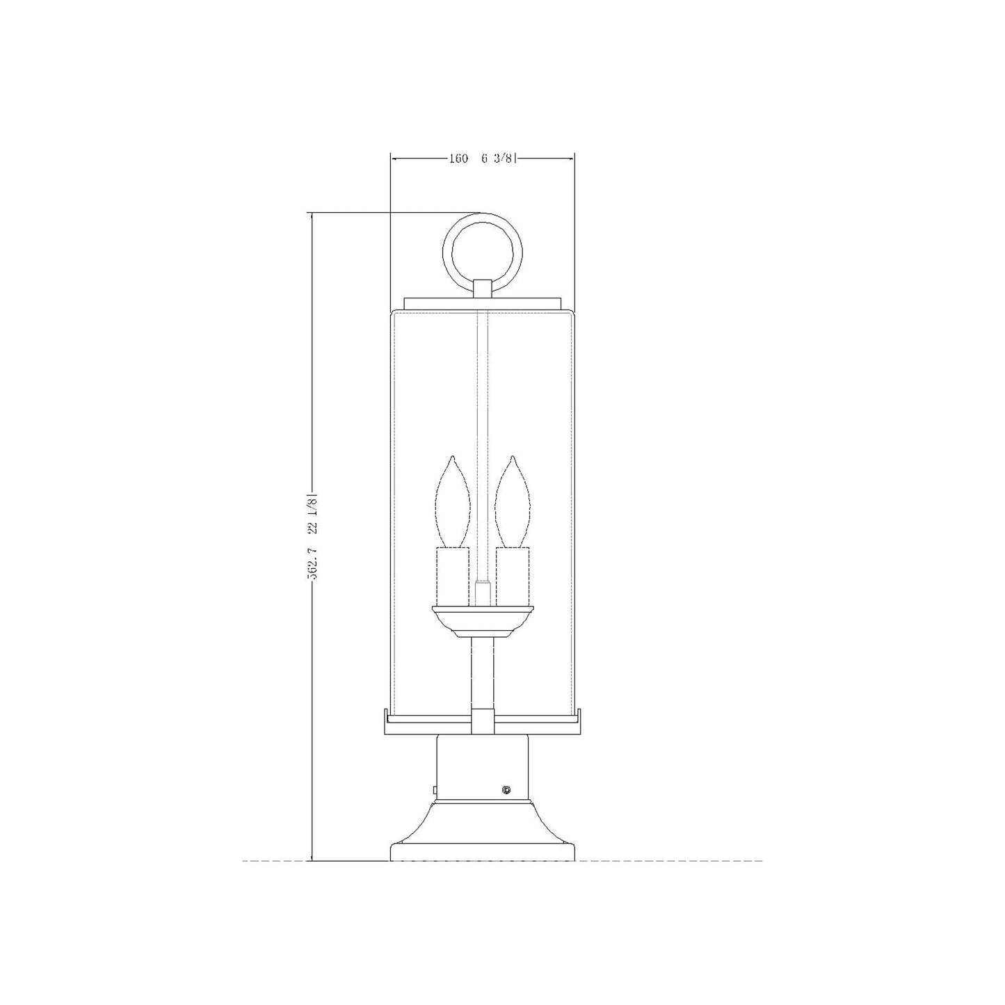 Sana 553PM Outdoor Pier Mount Light - line drawing.