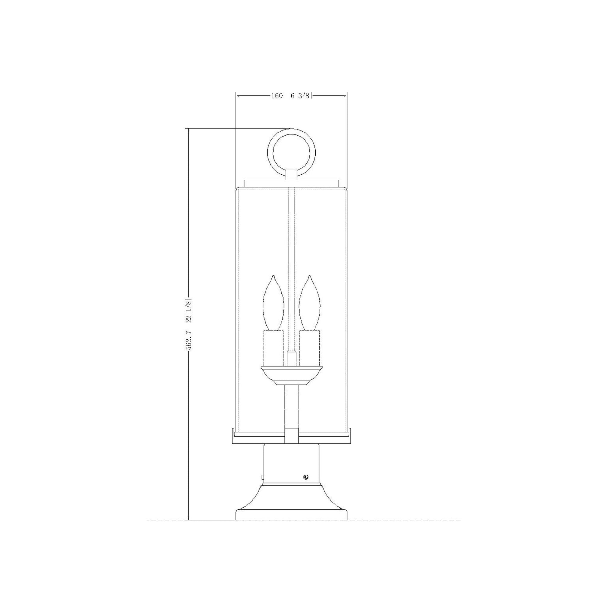 Sana 553PM Outdoor Pier Mount Light - line drawing.