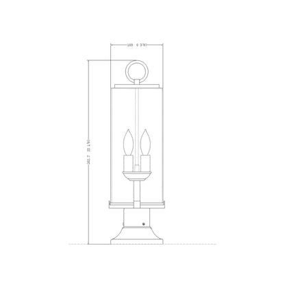 Sana 553PM Outdoor Pier Mount Light - line drawing.