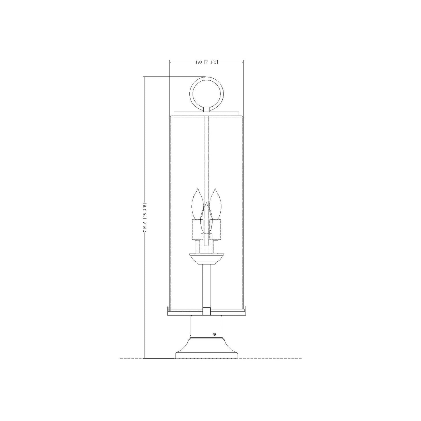Sana 553PM Outdoor Pier Mount Light - line drawing.
