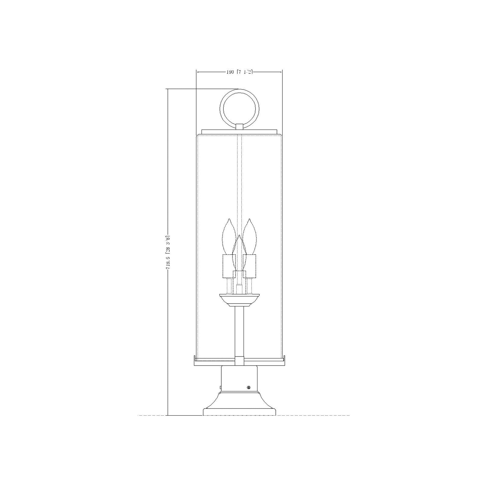 Sana 553PM Outdoor Pier Mount Light - line drawing.