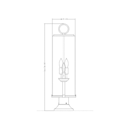 Sana 553PM Outdoor Pier Mount Light - line drawing.