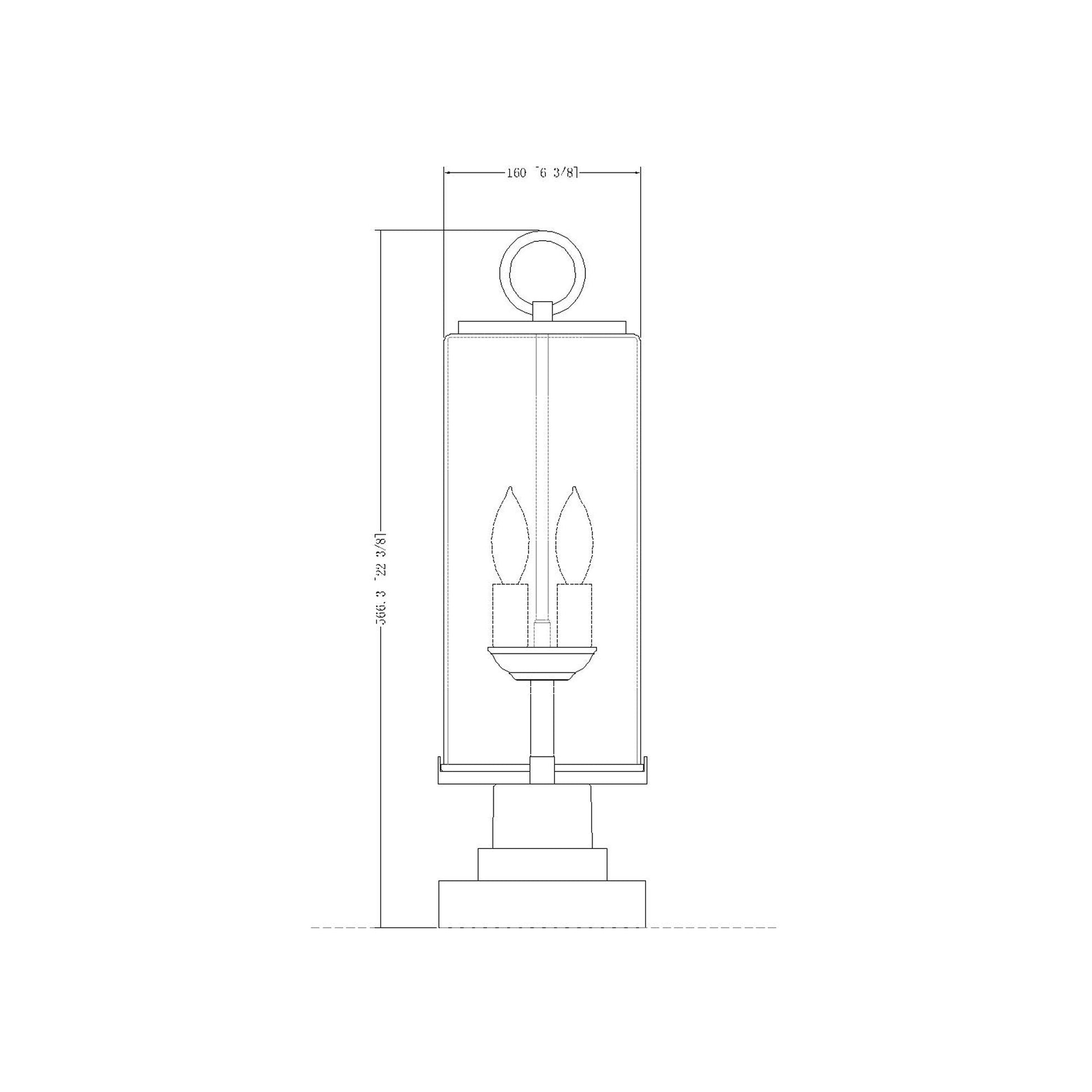 Sana Outdoor Pier Mount Light - line drawing.