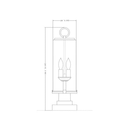 Sana Outdoor Pier Mount Light - line drawing.