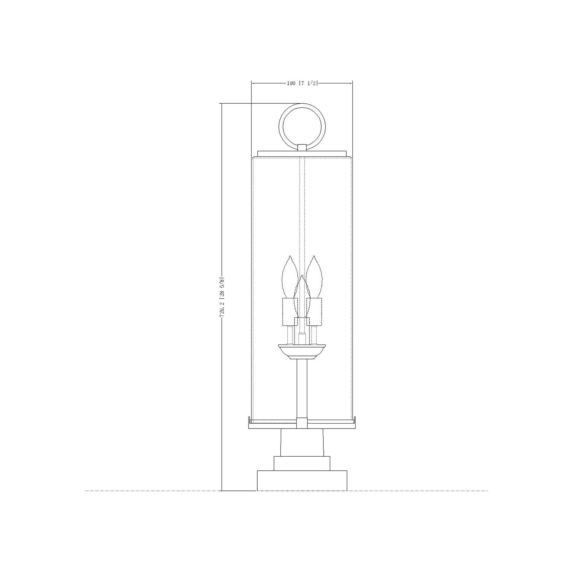 Sana Outdoor Pier Mount Light - line drawing.