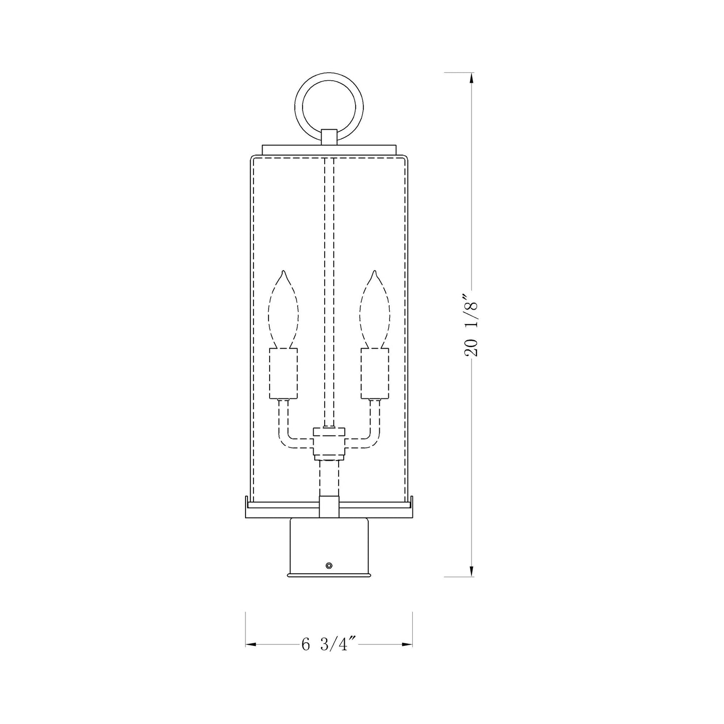 Sana Outdoor Post Light - line drawing.