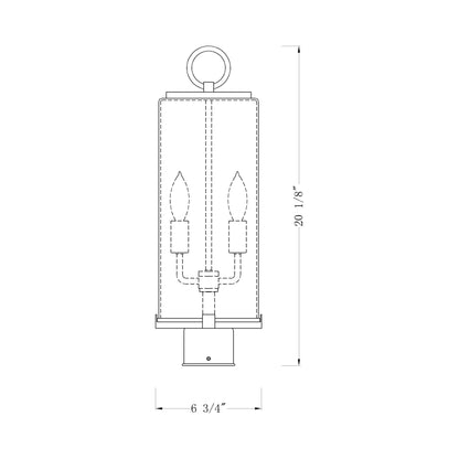 Sana Outdoor Post Light - line drawing.
