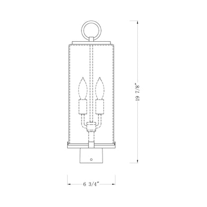 Sana Outdoor Square Post Light - line drawing.