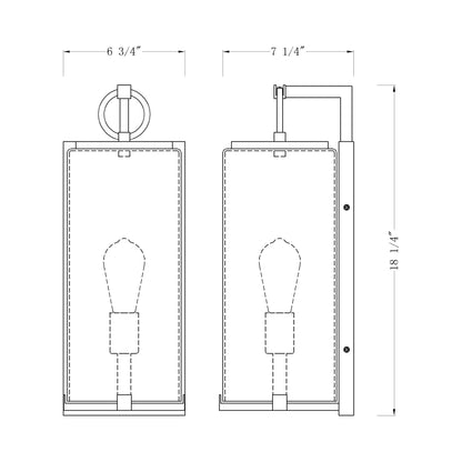 Sana Outdoor Wall Light - line drawing.