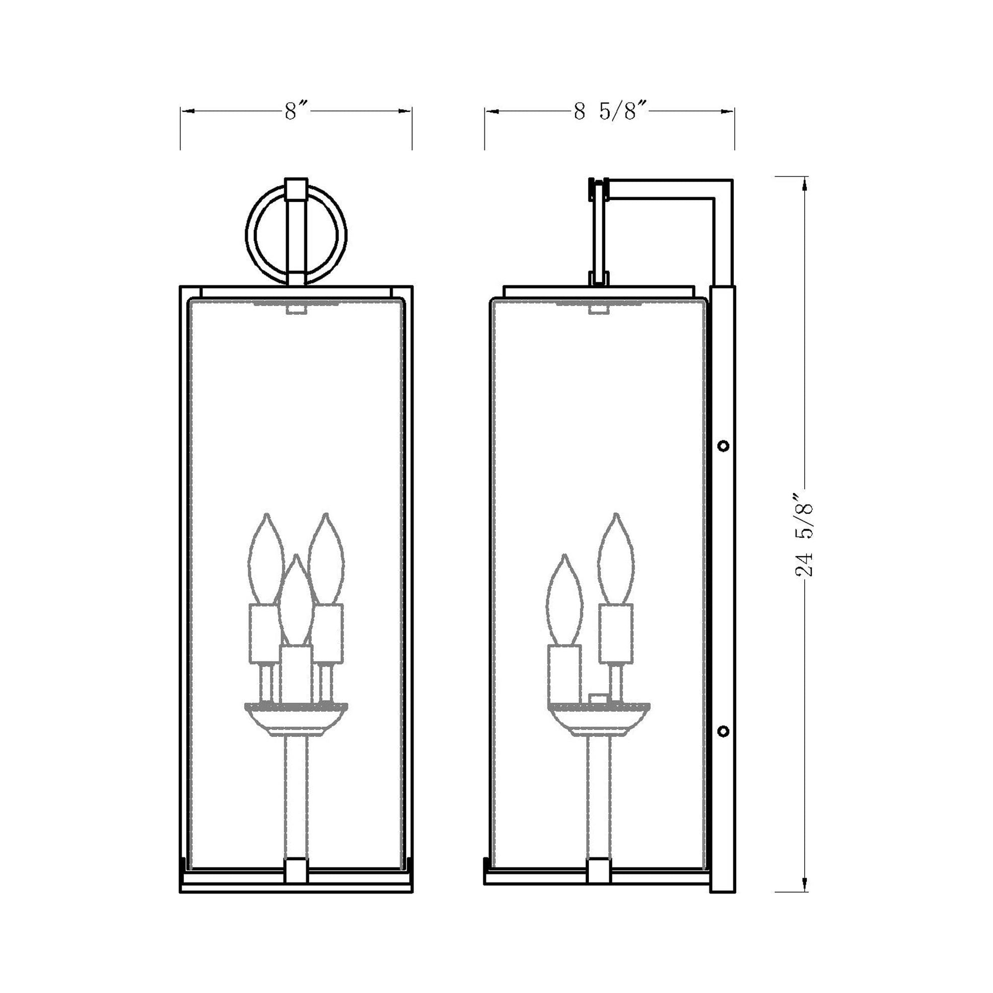 Sana Outdoor Wall Light - line drawing.