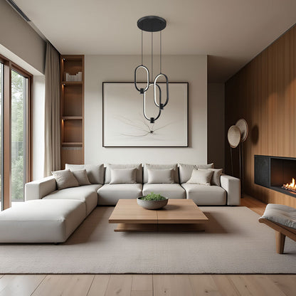 Saros LED Chandelier in living room.