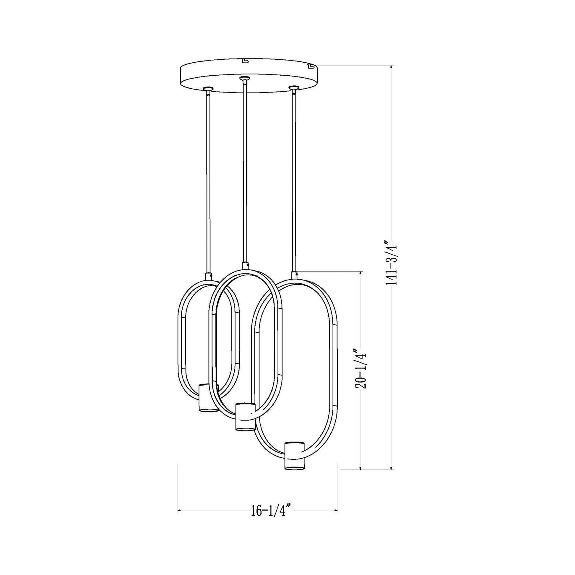Saros LED Chandelier - line drawing.