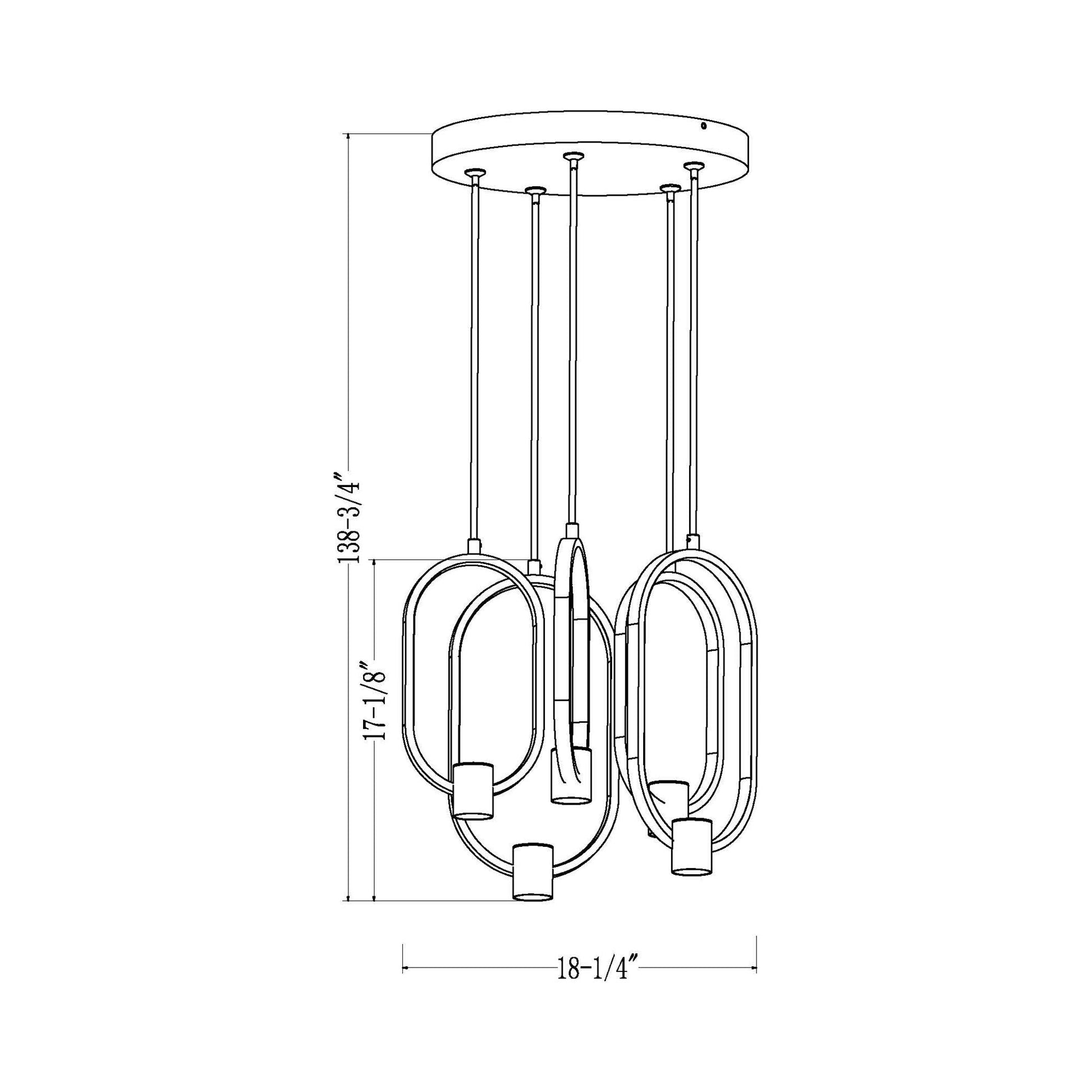 Saros LED Chandelier - line drawing.