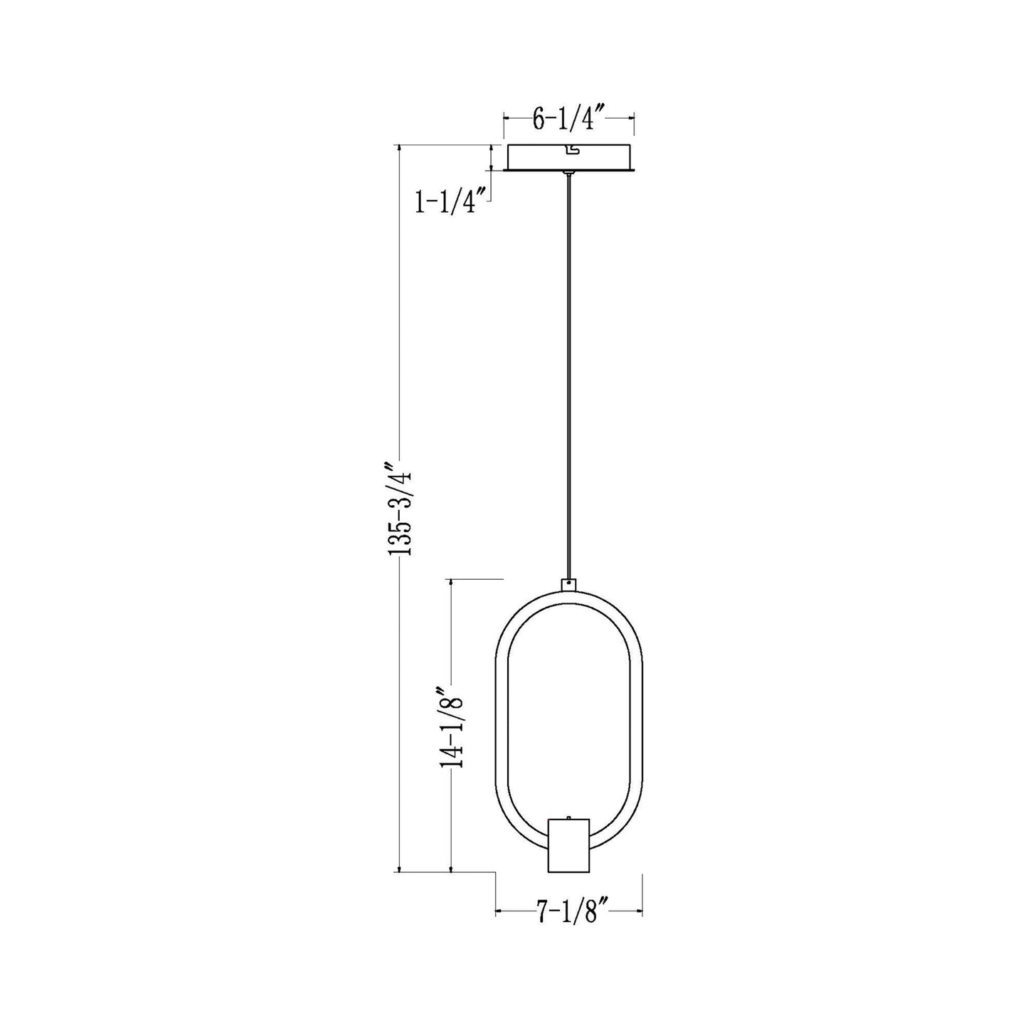 Saros LED Pendant Light - line drawing.