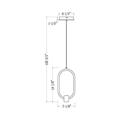 Saros LED Pendant Light - line drawing.