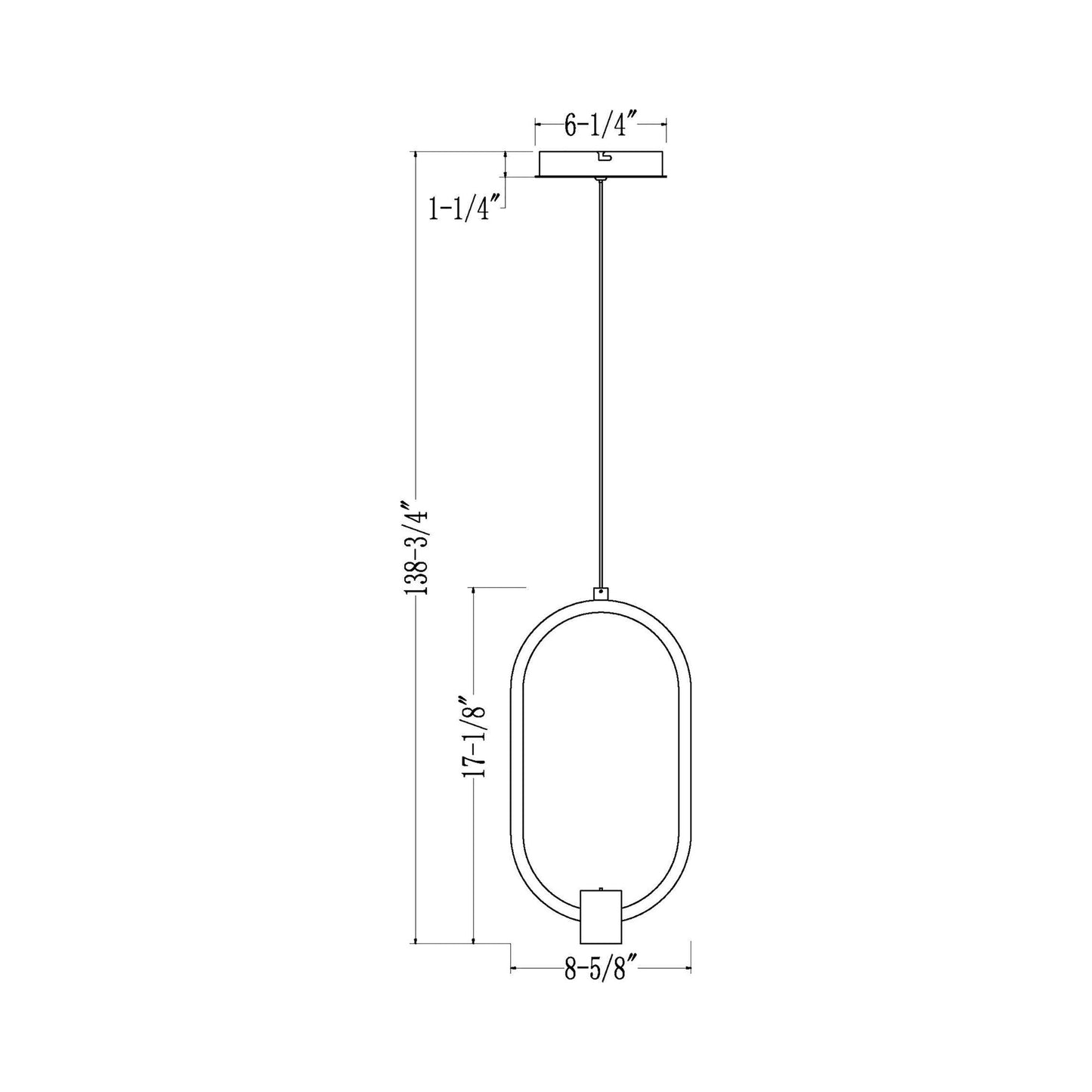 Saros LED Pendant Light - line drawing.