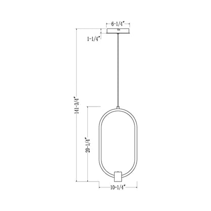 Saros LED Pendant Light - line drawing.