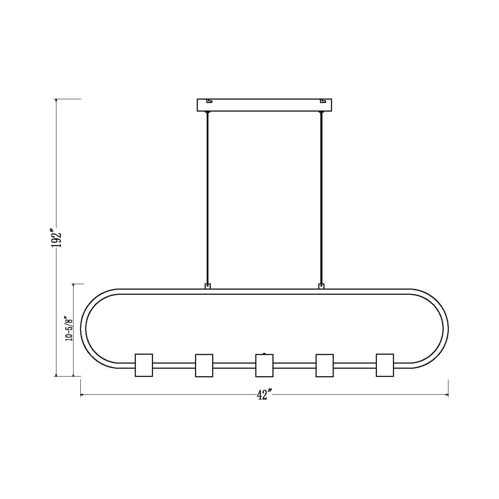 Saros Linear LED Chandelier - line drawing.