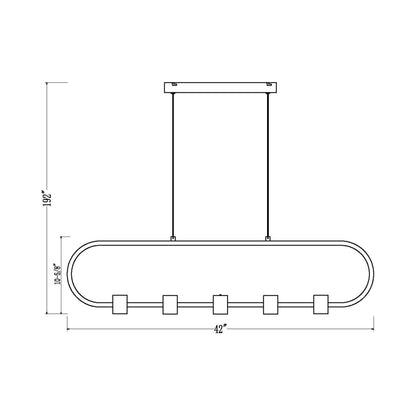 Saros Linear LED Chandelier - line drawing.