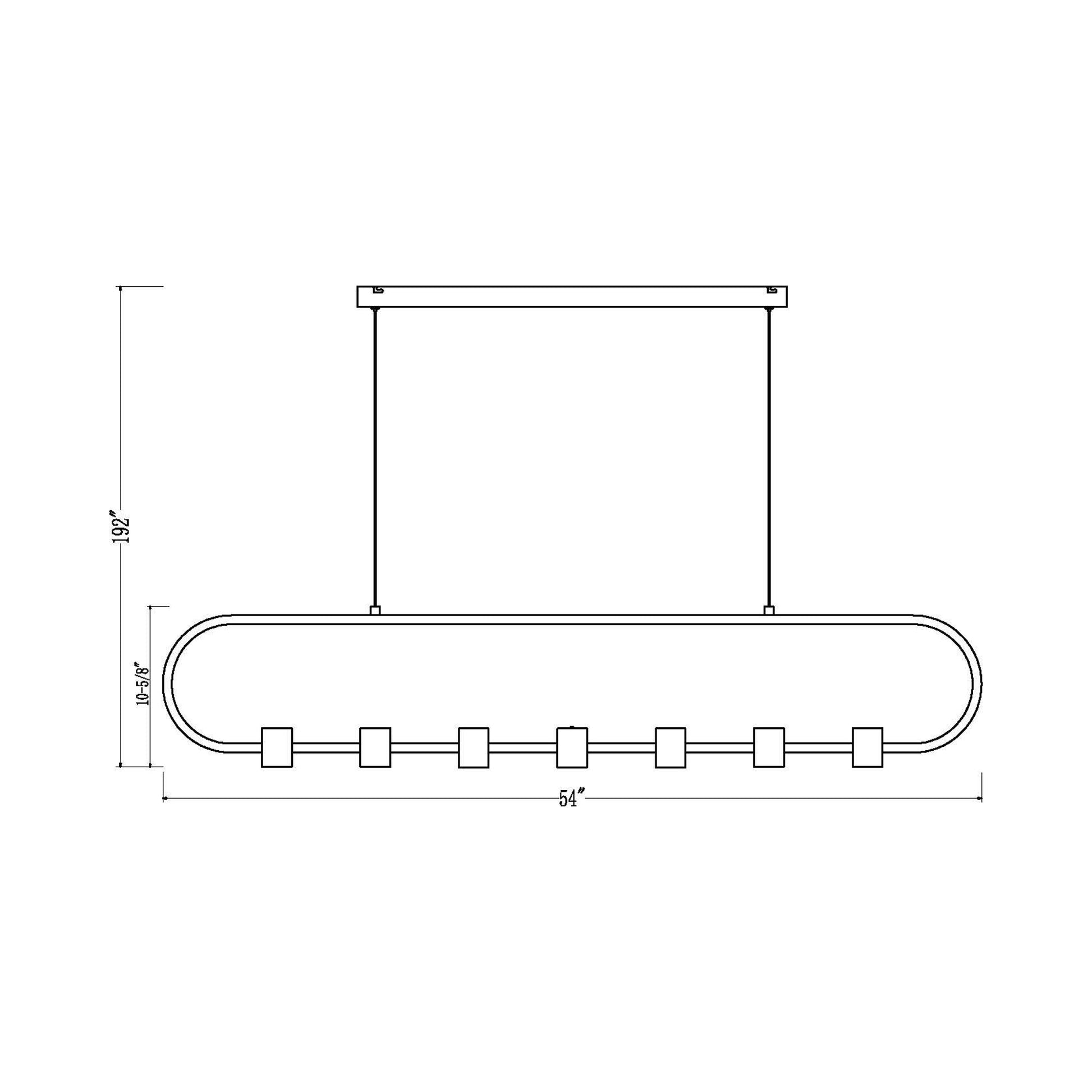Saros Linear LED Chandelier - line drawing.
