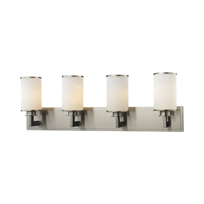Savannah Bath Vanity Light in Brushed Nickel (4-Light/Matte Opal).