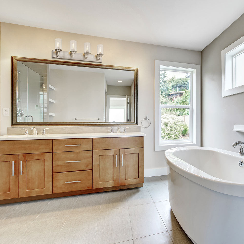 Savannah Bath Vanity Light in bathroom.